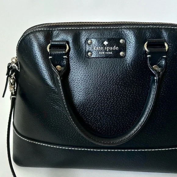 KATE SPADE NEW YORK Wellesley Leather Satchel Purse Crossbody/Black~Orig.$335! - Picture 5 of 17